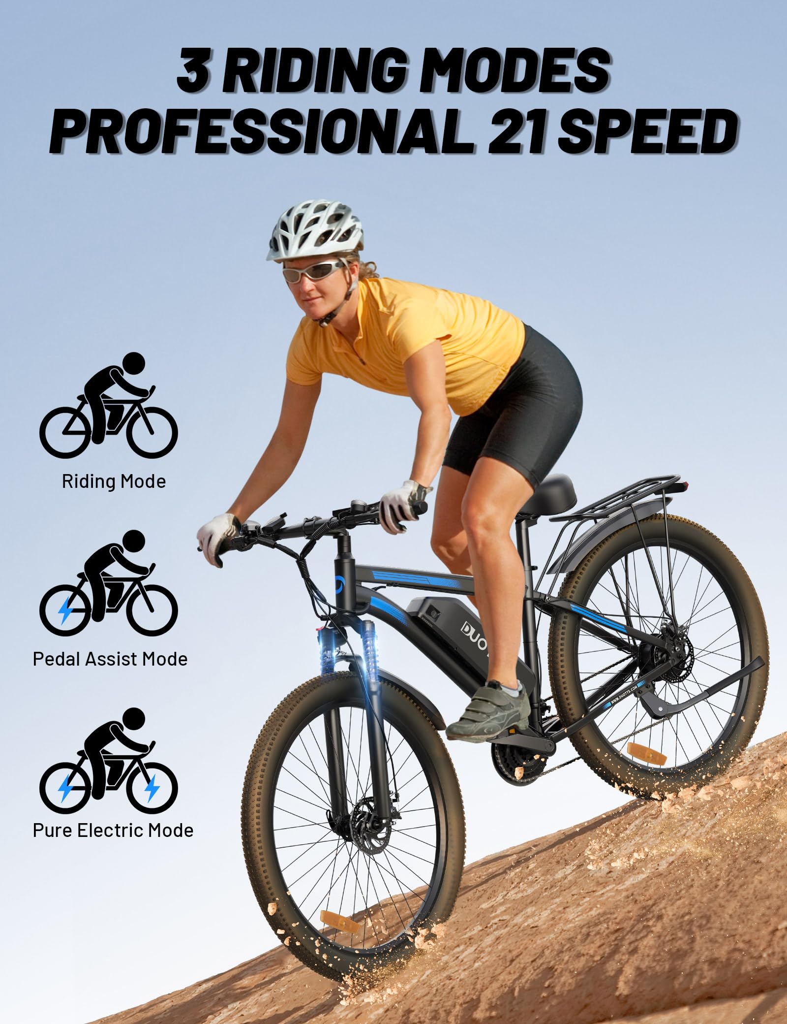 OneSportWay DUOTTS C29 Vélo Électrique, E - Bike Batterie Amovible 48V 15Ah et Moteur 250W, VTT électrique 21 Vitesses Professionnelles avec Écran LCD, Banlieue Électrique pour Hommes et Femmes - fitnessterapy