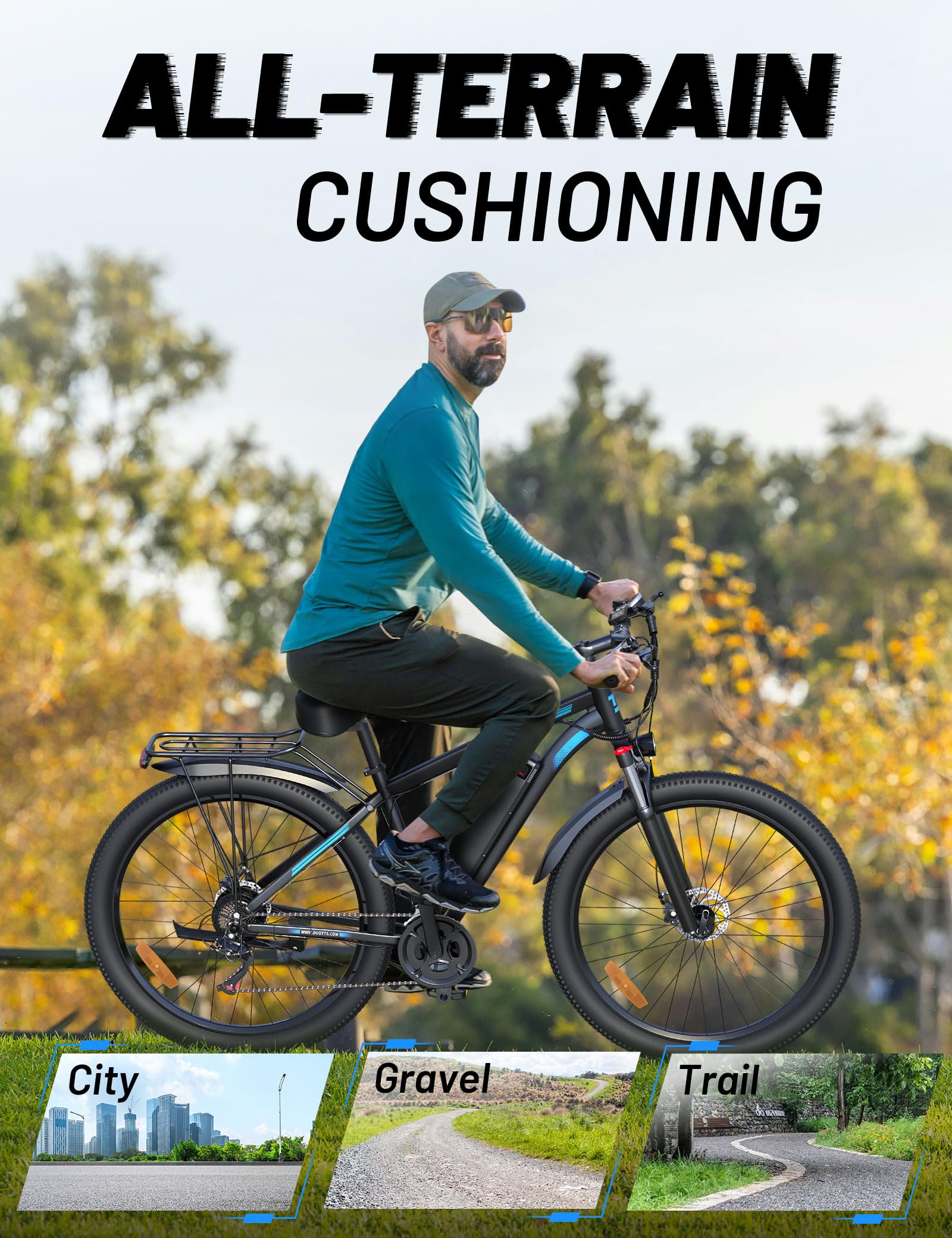 OneSportWay DUOTTS C29 Vélo Électrique, E - Bike Batterie Amovible 48V 15Ah et Moteur 250W, VTT électrique 21 Vitesses Professionnelles avec Écran LCD, Banlieue Électrique pour Hommes et Femmes - fitnessterapy