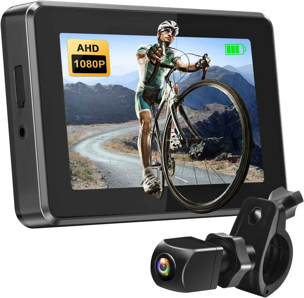 PARKVISION Miroir à vélo, caméra de la Vue arrière du vélo 1080p avec écran de Couleur de AHD 4,3", Rotation réglable à 360° avec Excellente Vision Nocturne Miroir de vélo Camera retroviseur Velo - fitnessterapy