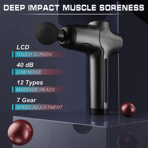 Pistolet de Massage Musculaire,Cotsoco Massage Gun à Percussion des tissus profonds pour les Athlètes,Masseur de Sport électrique Portable Super Silencieux avec 12 têtes de Massage (Noir) - fitnessterapy