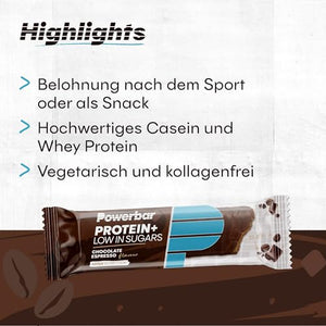 Powerbar Protein Plus Low Sugar Chocolate Brownie 30x35g - Barre hyperprotéinée et peu sucrée - fitnessterapy