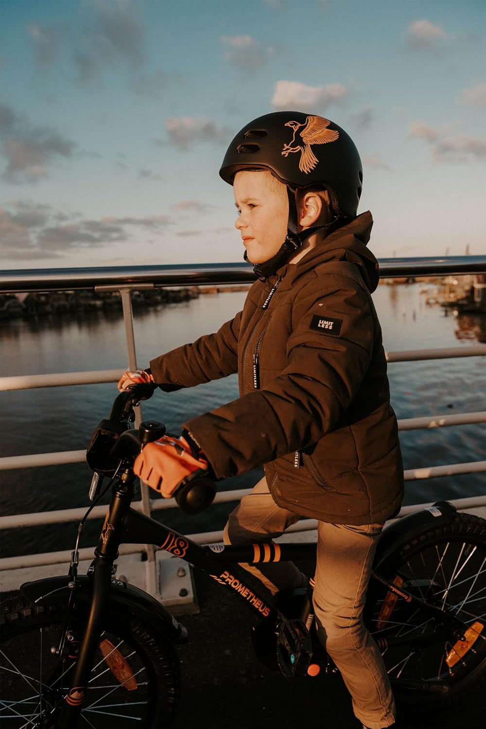 PROMETHEUS BICYCLES Velo Enfant 3 Ans Garcon vélo Fille 12 Pouces a Roulette pour 3 a 5 Ans - BMX en Noir Mat Orange - fitnessterapy