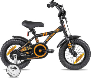 PROMETHEUS BICYCLES Velo Enfant 3 Ans Garcon vélo Fille 12 Pouces a Roulette pour 3 a 5 Ans - BMX en Noir Mat Orange - fitnessterapy