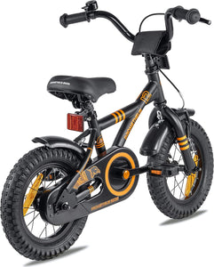 PROMETHEUS BICYCLES Velo Enfant 3 Ans Garcon vélo Fille 12 Pouces a Roulette pour 3 a 5 Ans - BMX en Noir Mat Orange - fitnessterapy