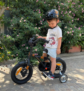 PROMETHEUS BICYCLES Velo Enfant 3 Ans Garcon vélo Fille 12 Pouces a Roulette pour 3 a 5 Ans - BMX en Noir Mat Orange - fitnessterapy