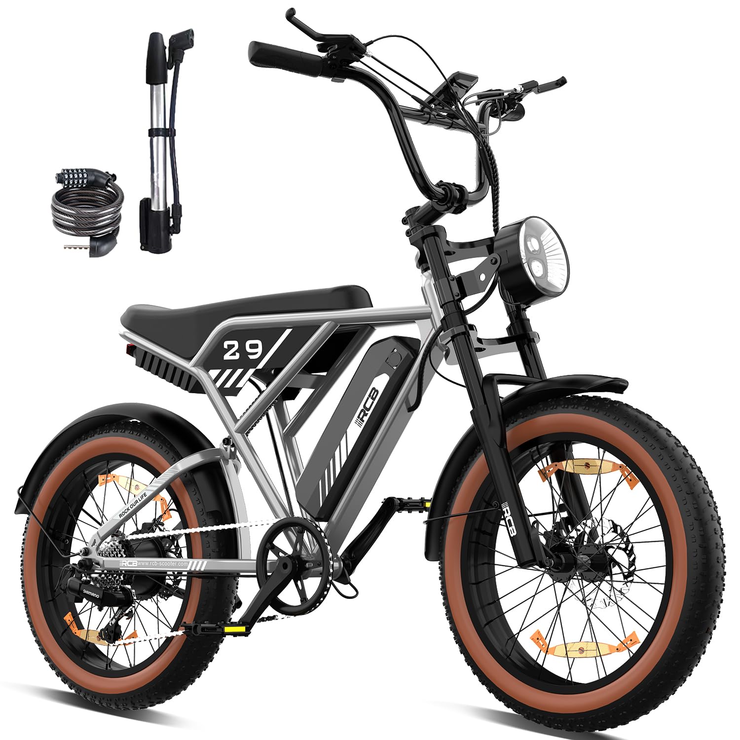 RCB 20" Vélo électrique, VTT Électrique Adulte, Batterie Amovible 48V15Ah,Moteur 250Wh, Ville E - Bike avec 7 Vitesses, Autonomie 35 - 90 km - fitnessterapy