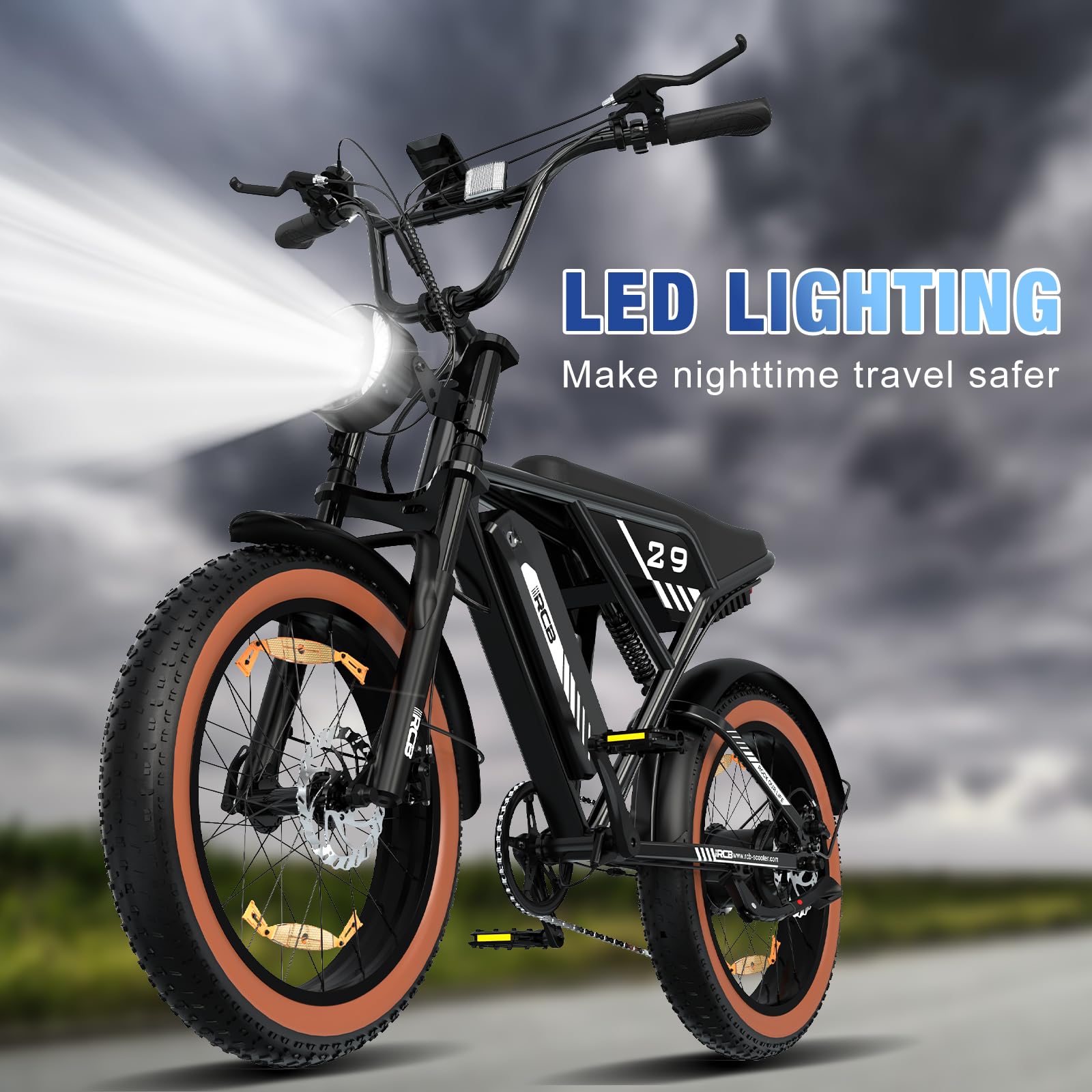 RCB 20" Vélo électrique, VTT Électrique Adulte, Batterie Amovible 48V15Ah,Moteur 250Wh, Ville E - Bike avec 7 Vitesses, Autonomie 35 - 90 km - fitnessterapy