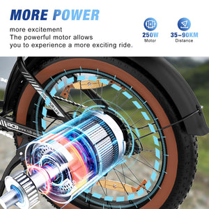 RCB 20" Vélo électrique, VTT Électrique Adulte, Batterie Amovible 48V15Ah,Moteur 250Wh, Ville E - Bike avec 7 Vitesses, Autonomie 35 - 90 km - fitnessterapy