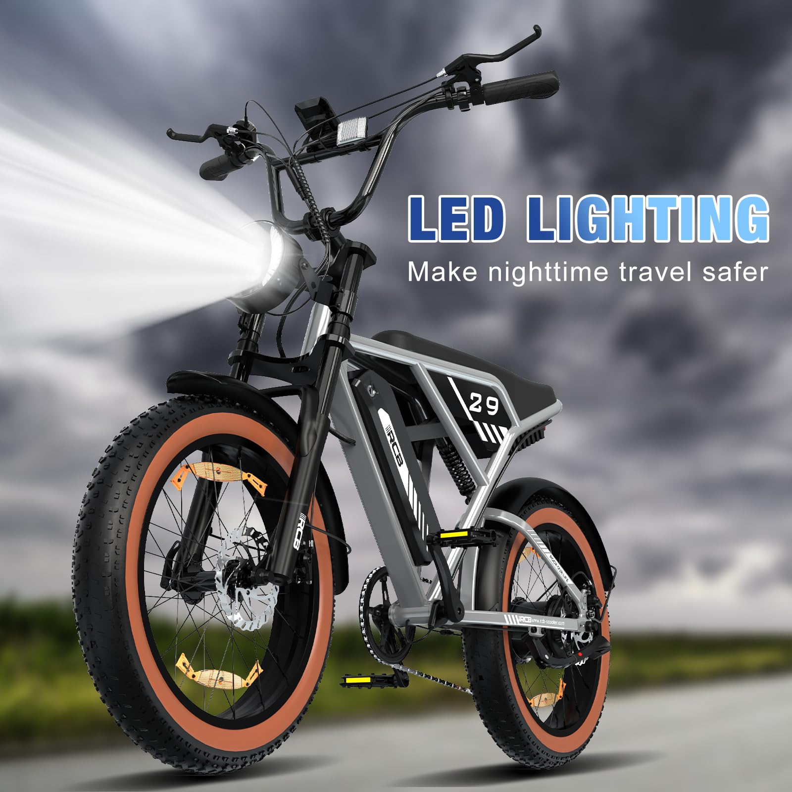 RCB 20" Vélo électrique, VTT Électrique Adulte, Batterie Amovible 48V15Ah,Moteur 250Wh, Ville E - Bike avec 7 Vitesses, Autonomie 35 - 90 km - fitnessterapy