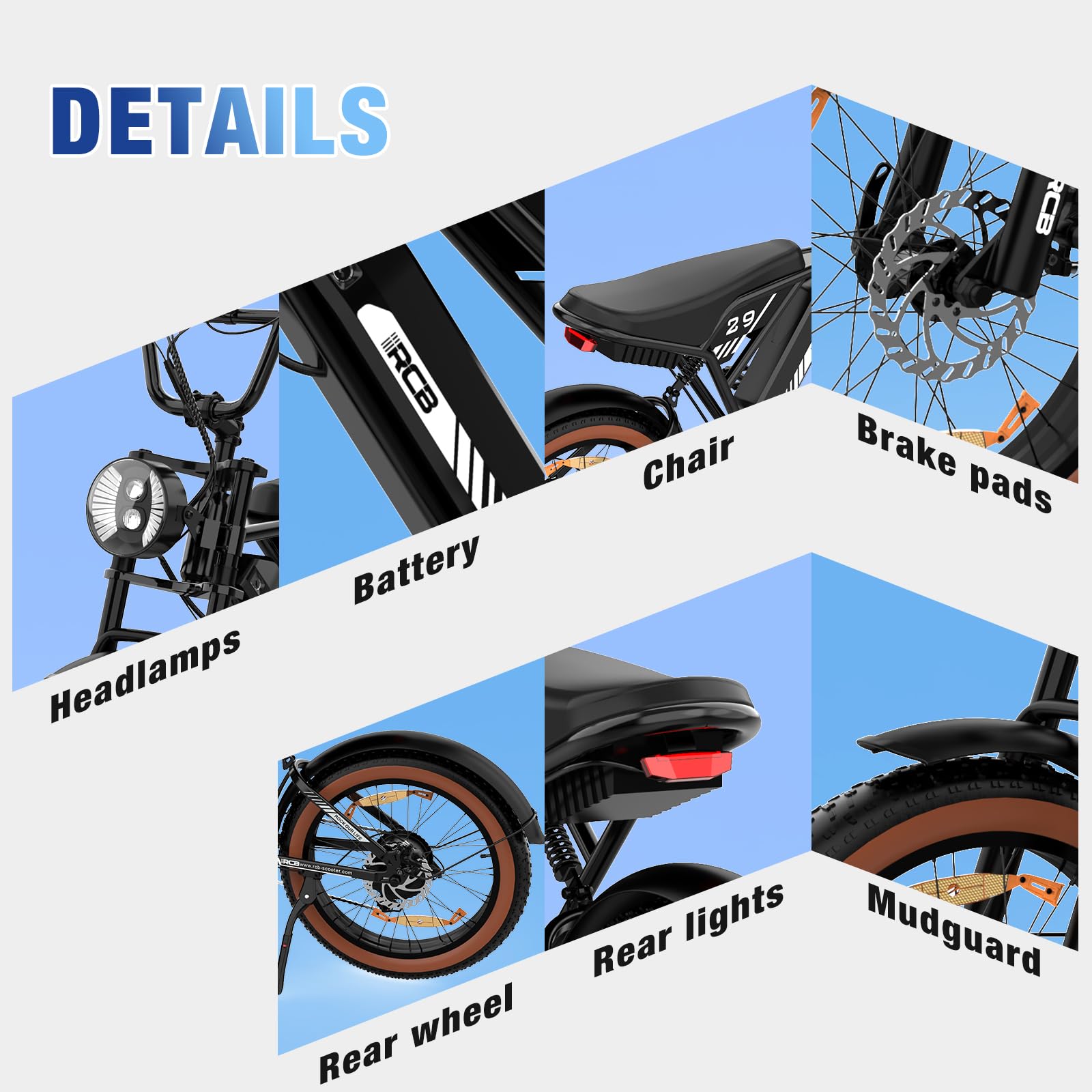 RCB 20" Vélo électrique, VTT Électrique Adulte, Batterie Amovible 48V15Ah,Moteur 250Wh, Ville E - Bike avec 7 Vitesses, Autonomie 35 - 90 km - fitnessterapy