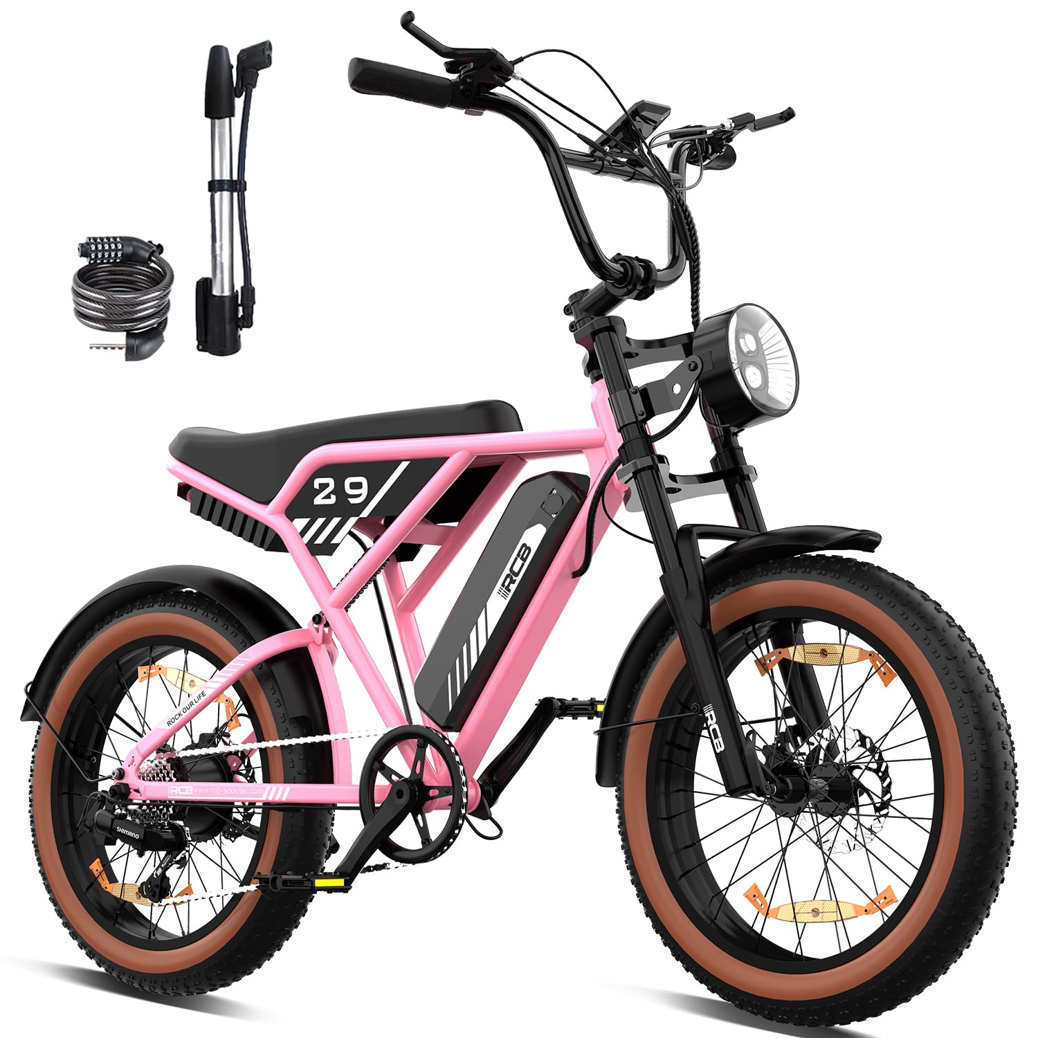 RCB 20" Vélo électrique, VTT Électrique Adulte, Batterie Amovible 48V15Ah,Moteur 250Wh, Ville E - Bike avec 7 Vitesses, Autonomie 35 - 90 km - fitnessterapy