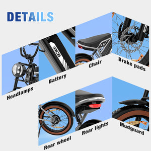 RCB 20" Vélo électrique, VTT Électrique Adulte, Batterie Amovible 48V15Ah,Moteur 250Wh, Ville E - Bike avec 7 Vitesses, Autonomie 35 - 90 km - fitnessterapy