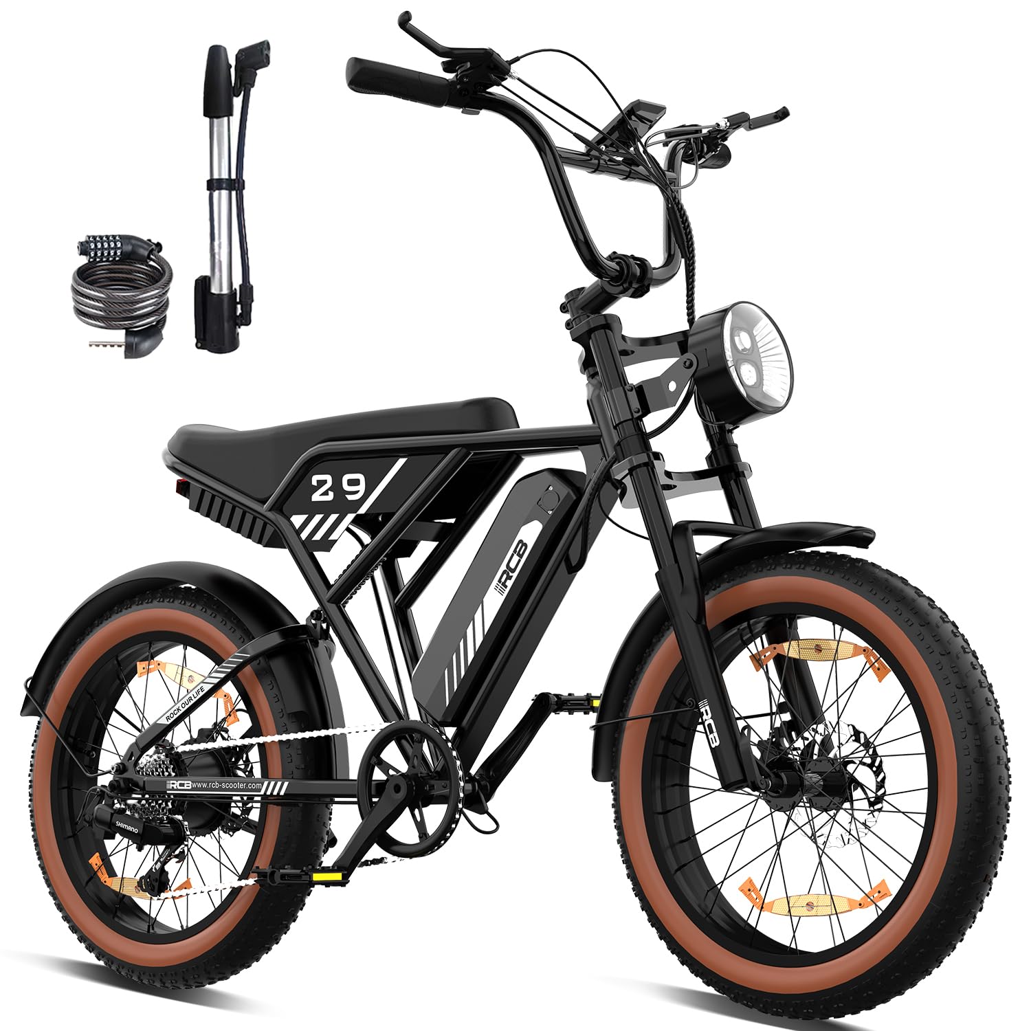 RCB 20" Vélo électrique, VTT Électrique Adulte, Batterie Amovible 48V15Ah,Moteur 250Wh, Ville E - Bike avec 7 Vitesses, Autonomie 35 - 90 km - fitnessterapy