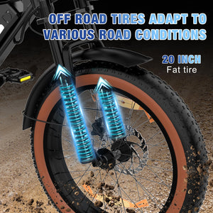 RCB 20" Vélo électrique, VTT Électrique Adulte, Batterie Amovible 48V15Ah,Moteur 250Wh, Ville E - Bike avec 7 Vitesses, Autonomie 35 - 90 km - fitnessterapy