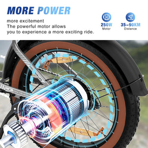RCB 20" Vélo électrique, VTT Électrique Adulte, Batterie Amovible 48V15Ah,Moteur 250Wh, Ville E - Bike avec 7 Vitesses, Autonomie 35 - 90 km - fitnessterapy