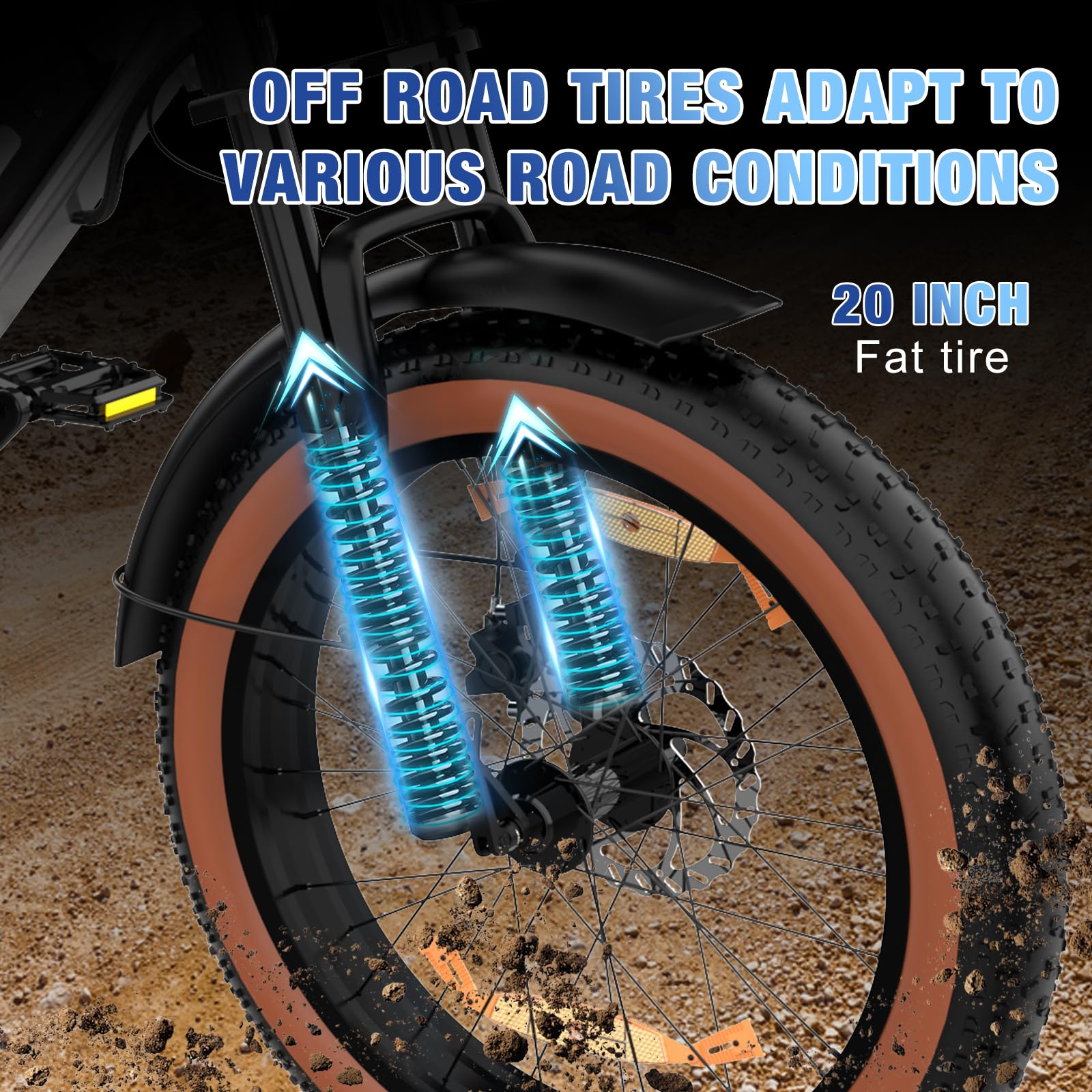 RCB 20" Vélo électrique, VTT Électrique Adulte, Batterie Amovible 48V15Ah,Moteur 250Wh, Ville E - Bike avec 7 Vitesses, Autonomie 35 - 90 km - fitnessterapy