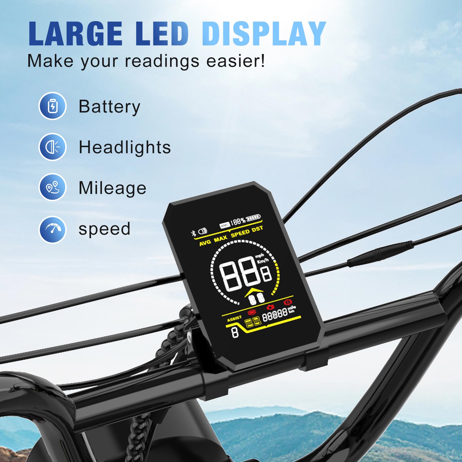 RCB 20" Vélo électrique, VTT Électrique Adulte, Batterie Amovible 48V15Ah,Moteur 250Wh, Ville E - Bike avec 7 Vitesses, Autonomie 35 - 90 km - fitnessterapy