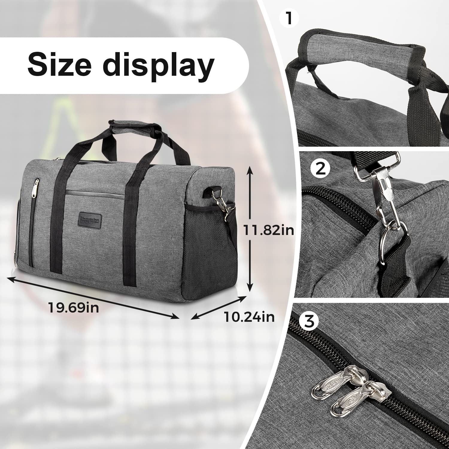Rieeyrslza Sac de Sport avec Compartiment Chaussures Grande Sac de Sport Sacs de Voyage - fitnessterapy