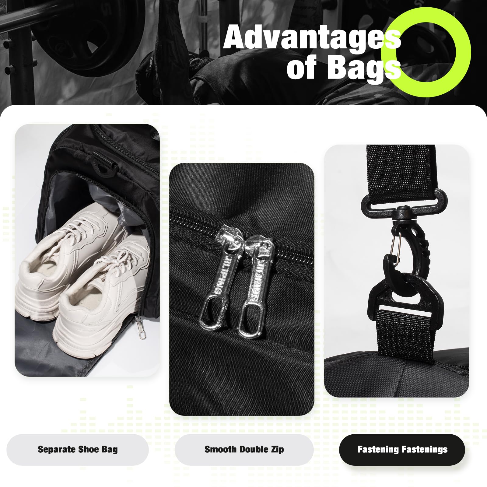 Rieeyrslza Sac de Sport avec Compartiment Chaussures Grande Sac de Sport Sacs de Voyage - fitnessterapy