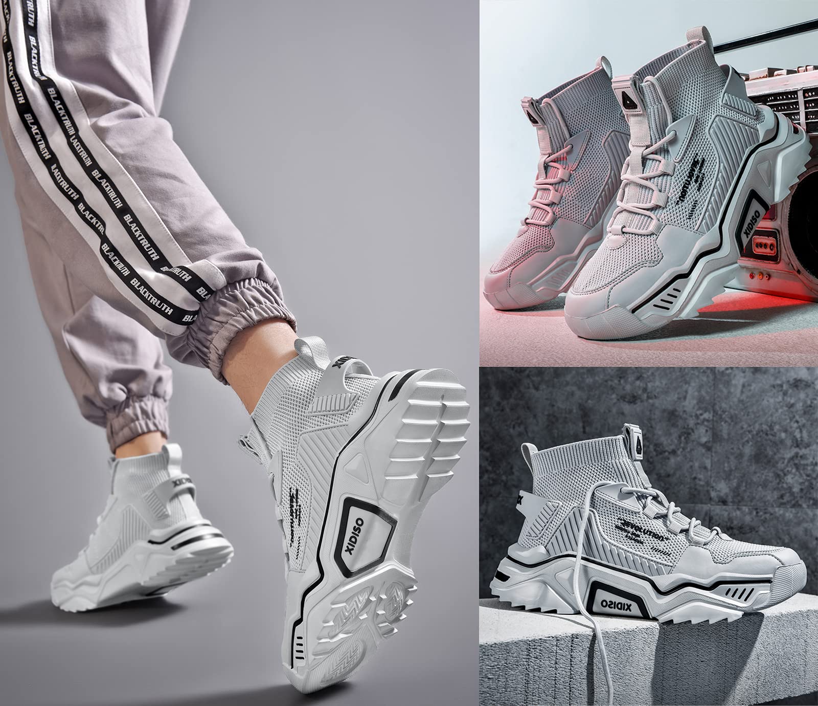 SANNAX Homme Baskets Chaussures Running Sport Sneakers Montante Sneakers Décontractée Mesh Gym Outdoor Trail Elastique Tennis Training Jogging Walking - fitnessterapy