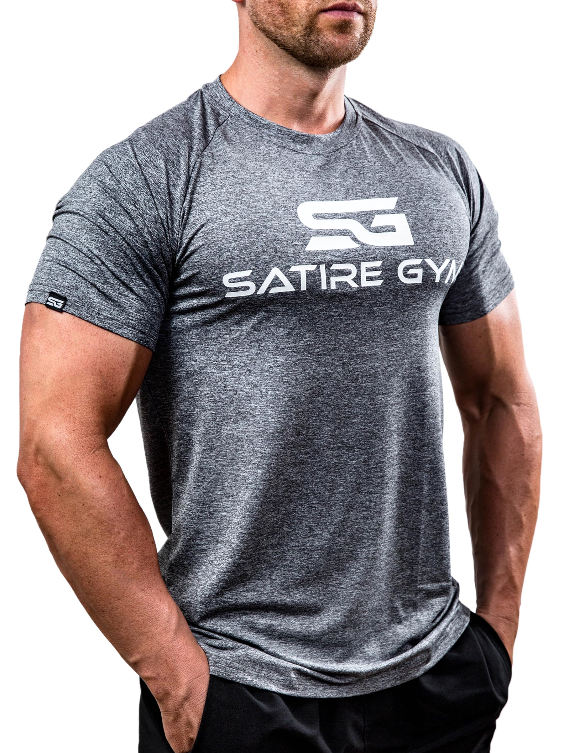 Satire Gym - T-Shirt Slim Fit Homme pour Fitness – T-Shirt de Musculation Homme pour la Gym et Le Fitness - fitnessterapy