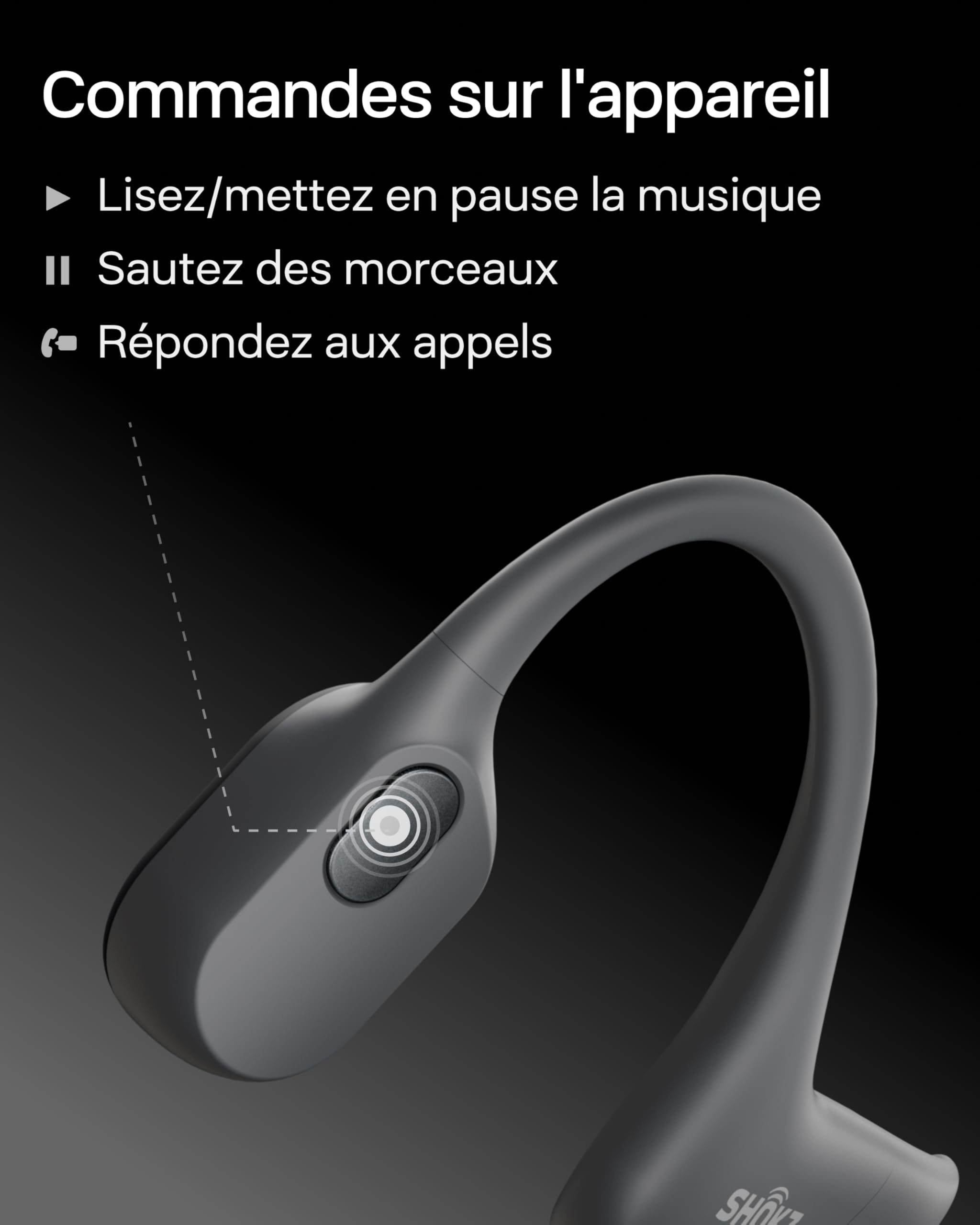 SHOKZ OpenRun Casque à Conduction osseuse, écouteurs Bluetooth Oreilles Libres pour Le Sport avec Micro, Casque sans Fil étanche IP67, 8 Heures d'autonomie, USB - C, Bandeau de Sport, Noir - fitnessterapy