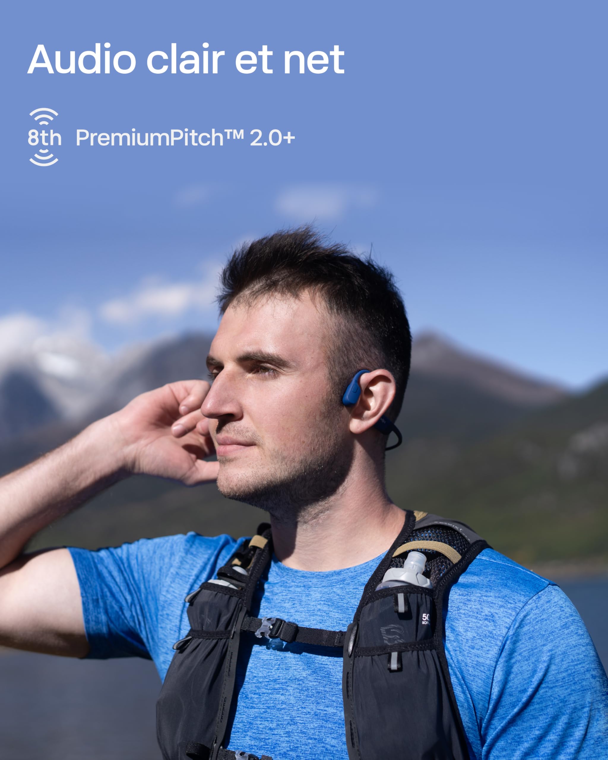 SHOKZ OpenRun Casque à Conduction osseuse, écouteurs Bluetooth Oreilles Libres pour Le Sport avec Micro, Casque sans Fil étanche IP67, 8 Heures d'autonomie, USB - C, Bandeau de Sport, Noir - fitnessterapy