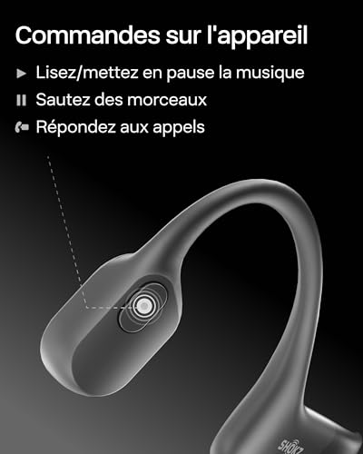 SHOKZ OpenRun Casque à Conduction osseuse, écouteurs Bluetooth Oreilles Libres pour Le Sport avec Micro, Casque sans Fil étanche IP67, 8 Heures d'autonomie, USB - C, Bandeau de Sport, Noir - fitnessterapy