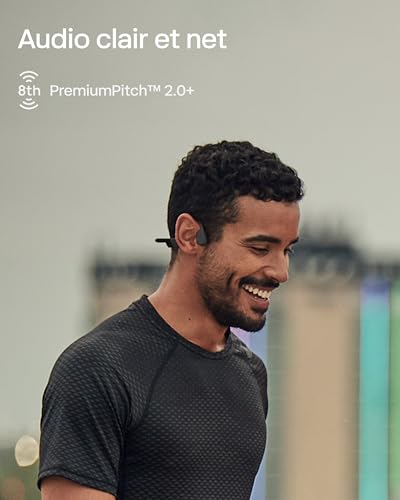 SHOKZ OpenRun Casque à Conduction osseuse, écouteurs Bluetooth Oreilles Libres pour Le Sport avec Micro, Casque sans Fil étanche IP67, 8 Heures d'autonomie, USB - C, Bandeau de Sport, Noir - fitnessterapy