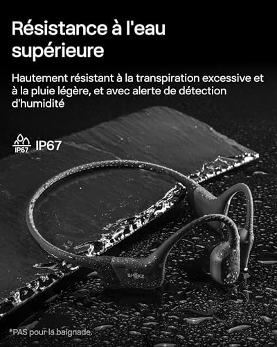 SHOKZ OpenRun Casque à Conduction osseuse, écouteurs Bluetooth Oreilles Libres pour Le Sport avec Micro, Casque sans Fil étanche IP67, 8 Heures d'autonomie, USB - C, Bandeau de Sport, Noir - fitnessterapy