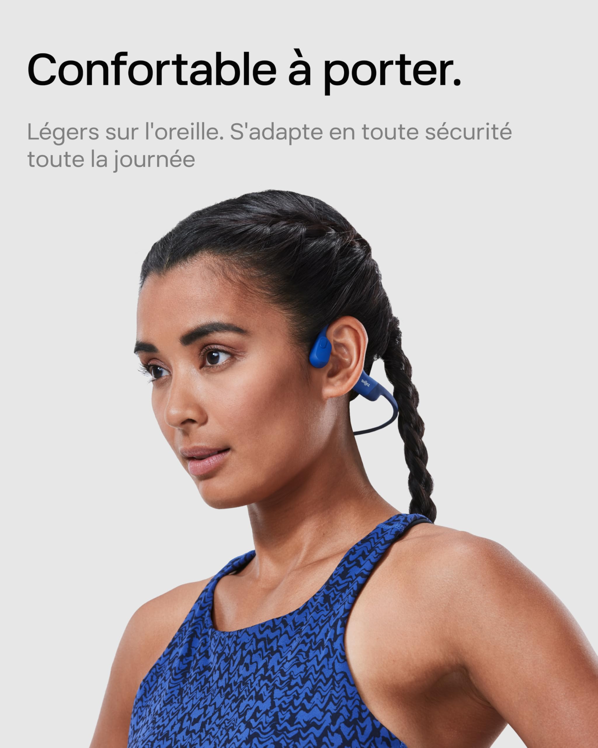 SHOKZ OpenRun Casque à Conduction osseuse, écouteurs Bluetooth Oreilles Libres pour Le Sport avec Micro, Casque sans Fil étanche IP67, 8 Heures d'autonomie, USB - C, Bandeau de Sport, Noir - fitnessterapy