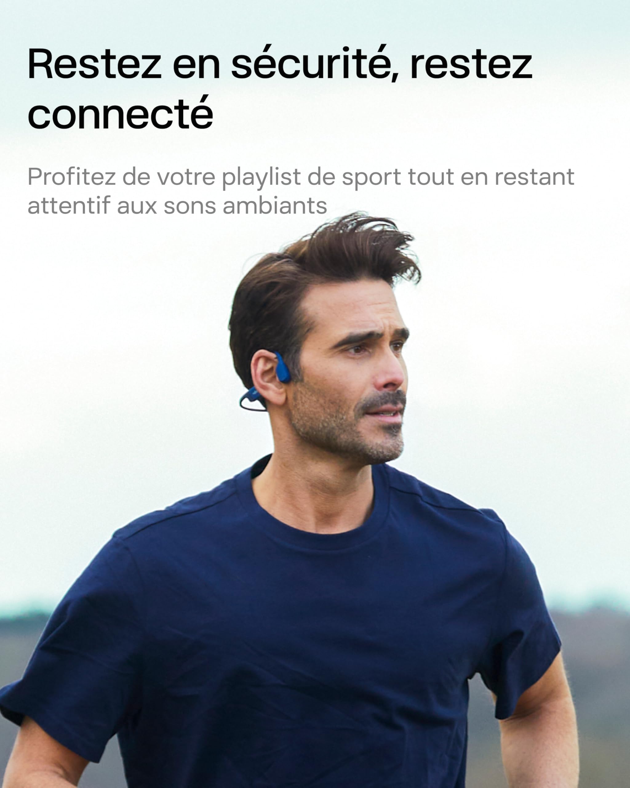 SHOKZ OpenRun Casque à Conduction osseuse, écouteurs Bluetooth Oreilles Libres pour Le Sport avec Micro, Casque sans Fil étanche IP67, 8 Heures d'autonomie, USB - C, Bandeau de Sport, Noir - fitnessterapy