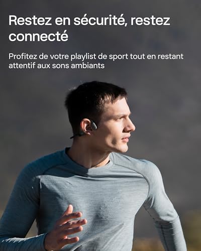 SHOKZ OpenRun Casque à Conduction osseuse, écouteurs Bluetooth Oreilles Libres pour Le Sport avec Micro, Casque sans Fil étanche IP67, 8 Heures d'autonomie, USB - C, Bandeau de Sport, Noir - fitnessterapy