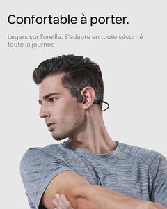 SHOKZ OpenRun Casque à Conduction osseuse, écouteurs Bluetooth Oreilles Libres pour Le Sport avec Micro, Casque sans Fil étanche IP67, 8 Heures d'autonomie, USB - C, Bandeau de Sport, Noir - fitnessterapy