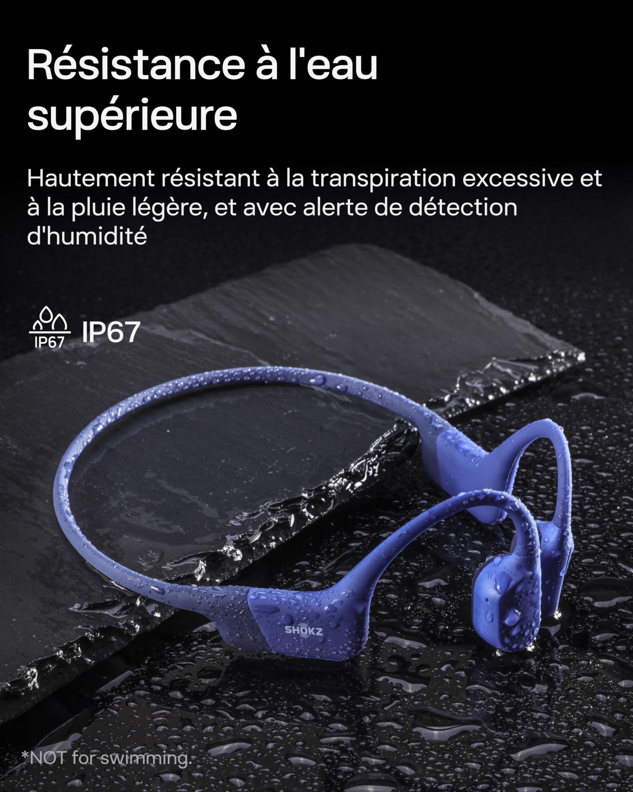 SHOKZ OpenRun Casque à Conduction osseuse, écouteurs Bluetooth Oreilles Libres pour Le Sport avec Micro, Casque sans Fil étanche IP67, 8 Heures d'autonomie, USB - C, Bandeau de Sport, Noir - fitnessterapy