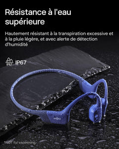 SHOKZ OpenRun Casque à Conduction osseuse, écouteurs Bluetooth Oreilles Libres pour Le Sport avec Micro, Casque sans Fil étanche IP67, 8 Heures d'autonomie, USB - C, Bandeau de Sport, Noir - fitnessterapy