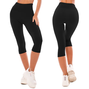 SINOPHANT Legging 3/4 Femmes Pantalon de Sport, Jegging Taille Haute Femme Yoga Opaque Doux Corsaire Pantacourt - fitnessterapy