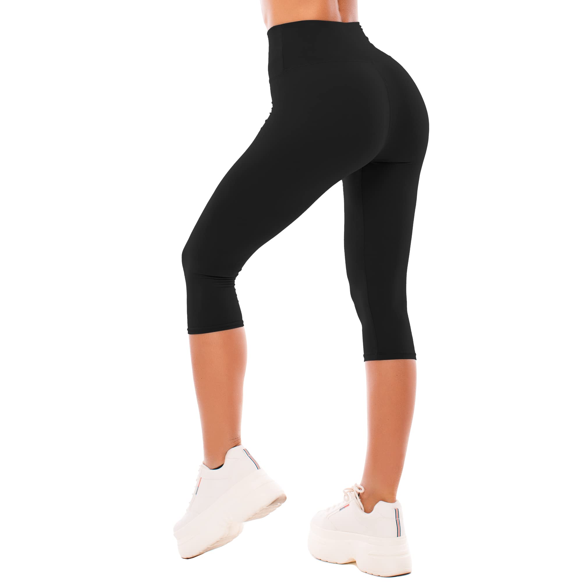 SINOPHANT Legging 3/4 Femmes Pantalon de Sport, Jegging Taille Haute Femme Yoga Opaque Doux Corsaire Pantacourt - fitnessterapy