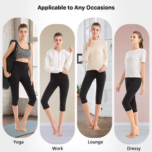 SINOPHANT Legging 3/4 Femmes Pantalon de Sport, Jegging Taille Haute Femme Yoga Opaque Doux Corsaire Pantacourt - fitnessterapy