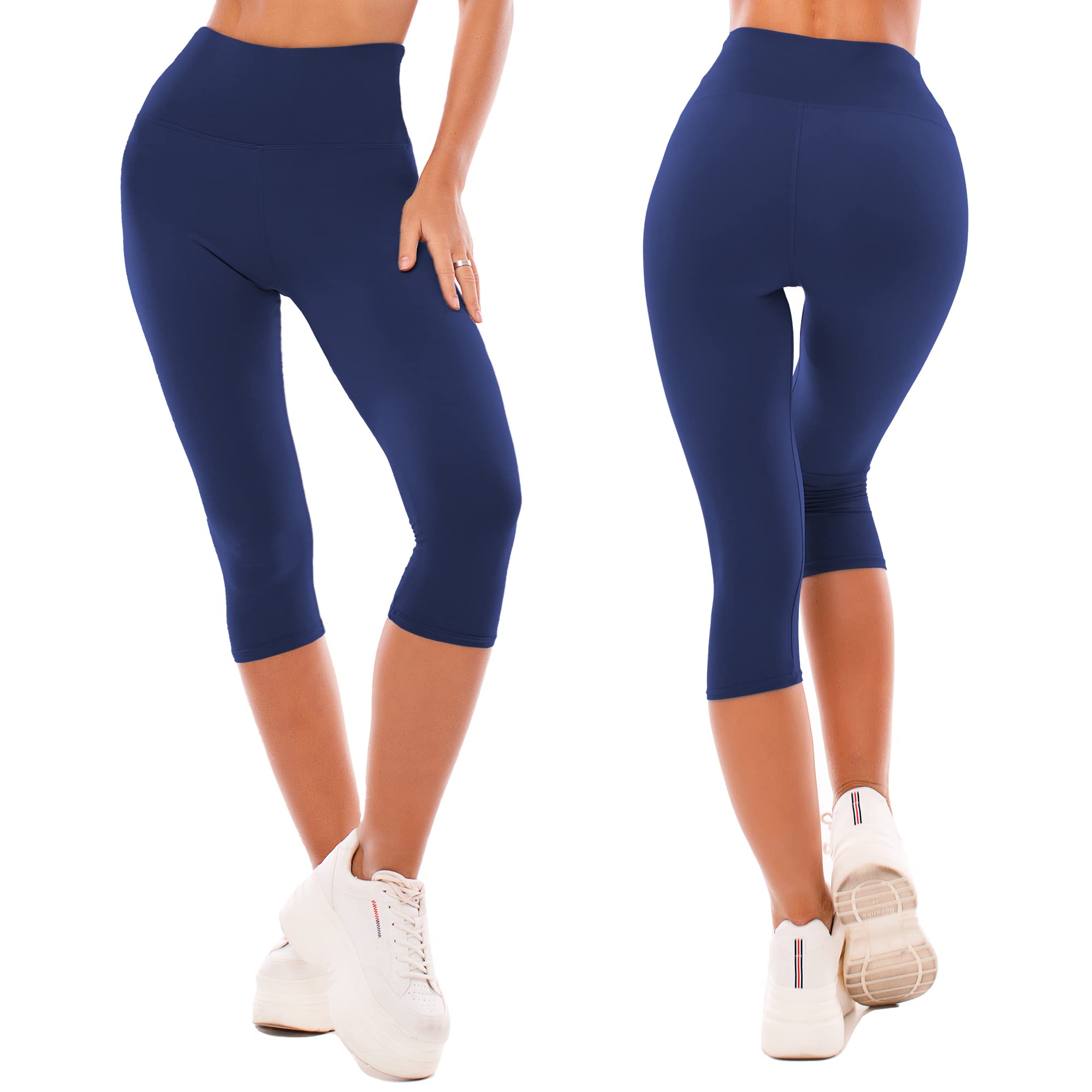 SINOPHANT Legging 3/4 Femmes Pantalon de Sport, Jegging Taille Haute Femme Yoga Opaque Doux Corsaire Pantacourt - fitnessterapy