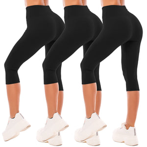 SINOPHANT Legging 3/4 Femmes Pantalon de Sport, Jegging Taille Haute Femme Yoga Opaque Doux Corsaire Pantacourt - fitnessterapy