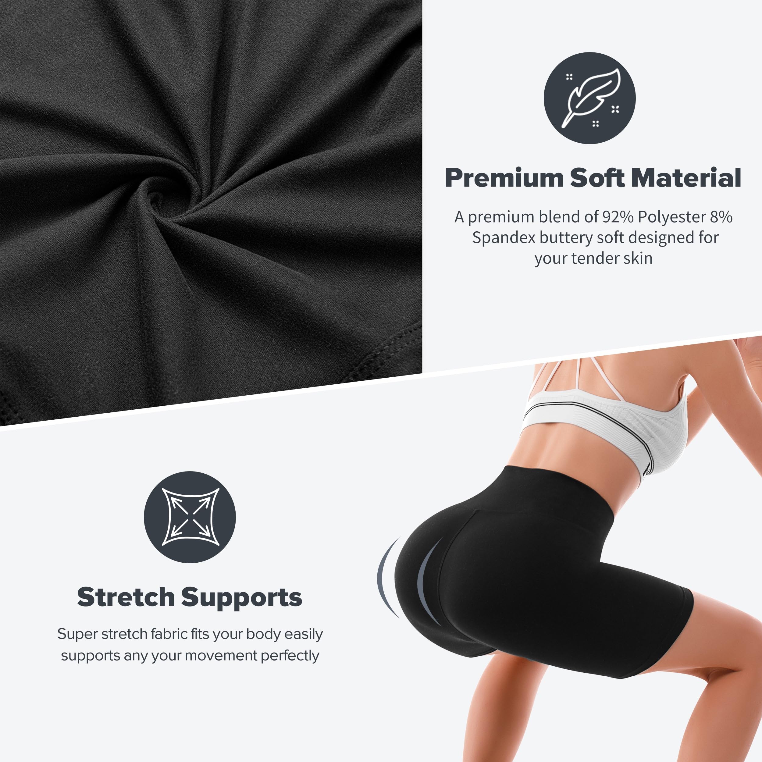 SINOPHANT Short Femme Sport été à Taille Haute Cycliste Legging Court Shorty Anti Frottement Cuisse Short sous Robe sous Jupe - fitnessterapy