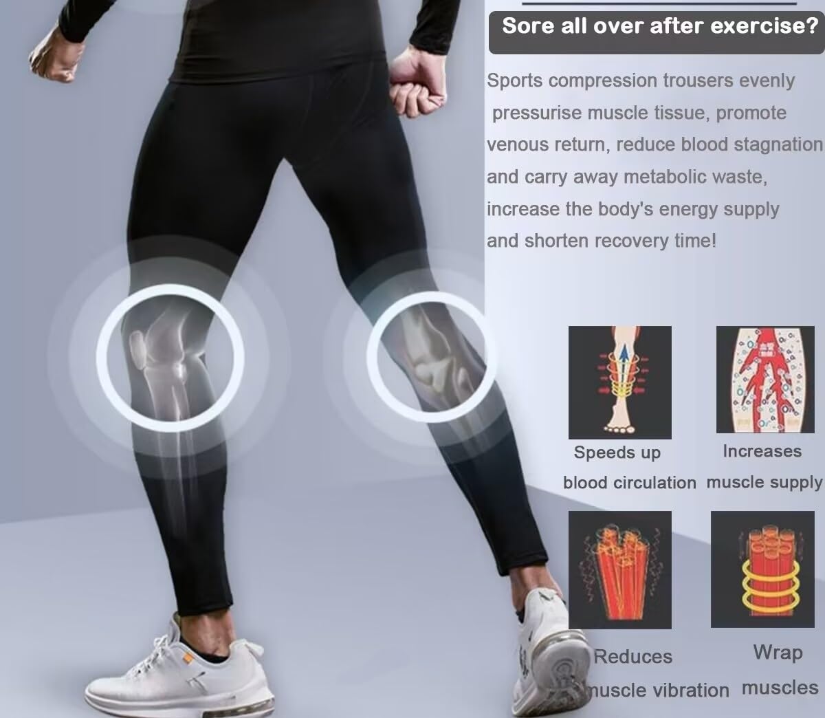 Smatstyle Pantalons de Compression de Running Homme Legging de Sport Fitness à séchage Rapide Collant de Compression Base Layer Long Tight - fitnessterapy