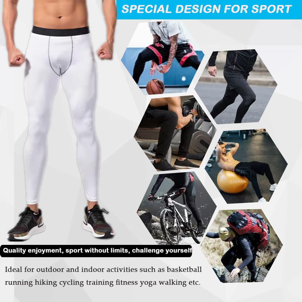 Smatstyle Pantalons de Compression de Running Homme Legging de Sport Fitness à séchage Rapide Collant de Compression Base Layer Long Tight - fitnessterapy