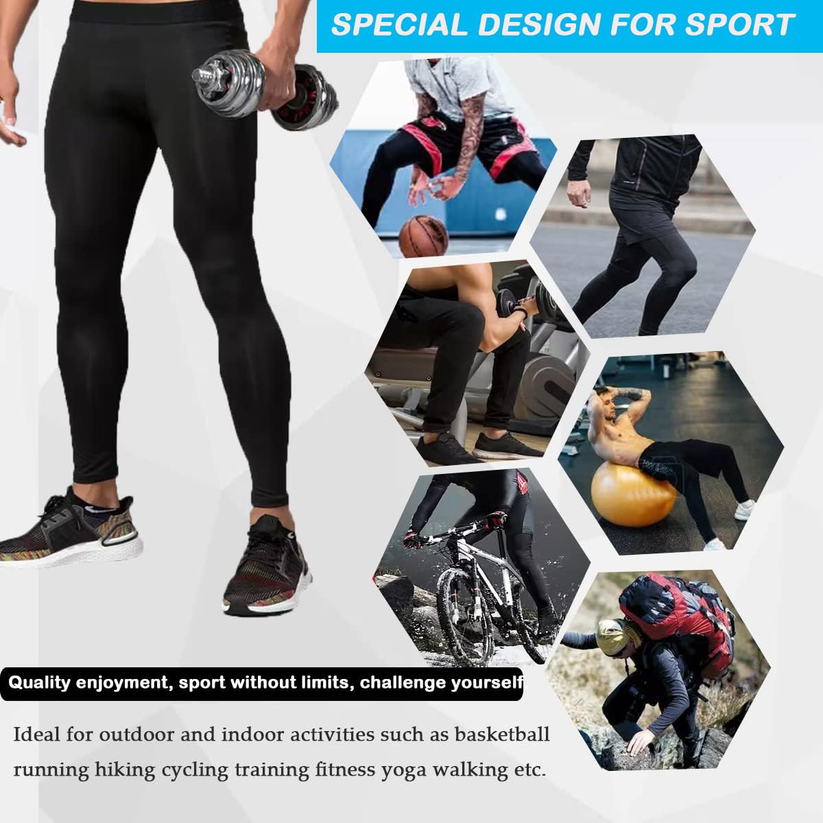 Smatstyle Pantalons de Compression de Running Homme Legging de Sport Fitness à séchage Rapide Collant de Compression Base Layer Long Tight - fitnessterapy