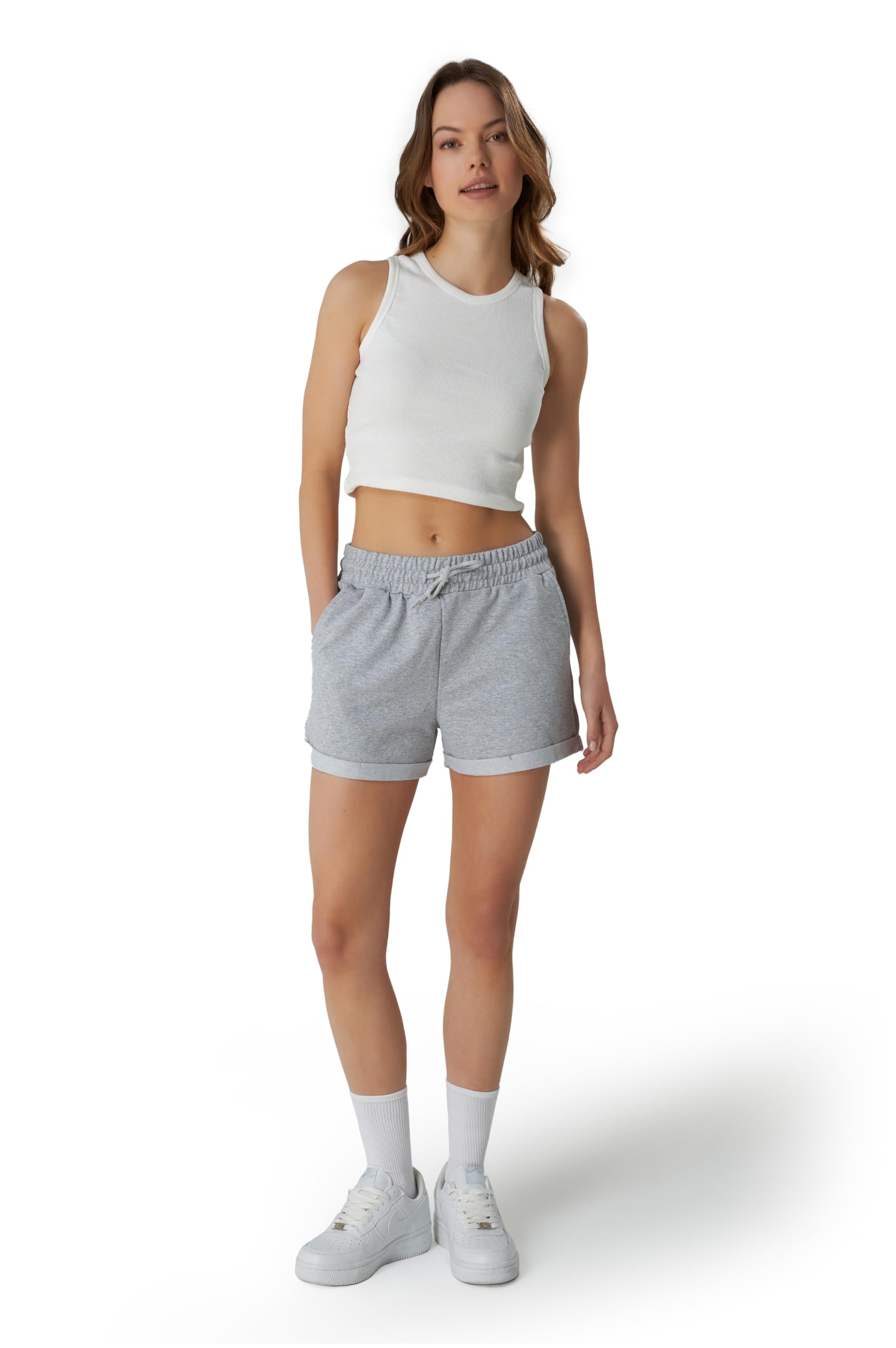 Smith & Solo Short Sport Femme en Coton, Pantalon Court pour Femme, Short Femme ete, Taille Haute, avec Poches, pour Le Jogging, Le Yoga et Le Fitness - fitnessterapy