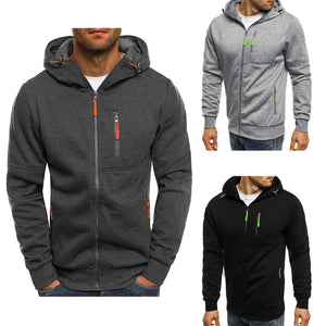 Sweat à capuche léger à manches longues avec fermeture éclair pour homme - fitnessterapy
