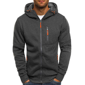 Sweat à capuche léger à manches longues avec fermeture éclair pour homme - fitnessterapy