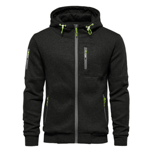Sweat à capuche léger à manches longues avec fermeture éclair pour homme - fitnessterapy