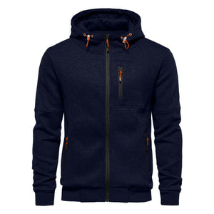 Sweat à capuche léger à manches longues avec fermeture éclair pour homme - fitnessterapy
